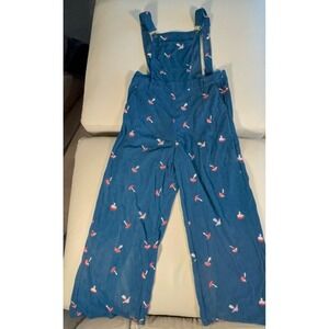 Women's size MEDIUM Cider blue mushroom corduroy overalls. READ.